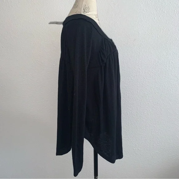 Free People Henley Waffle Knit Longsleeve Blouse - Picture 5 of 10